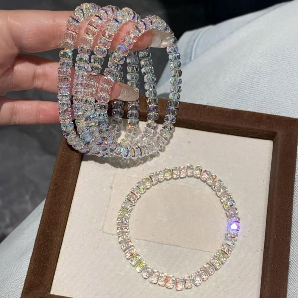 Formal Wear Jewelry For Women - สร้อยข้อมือผู้หญิง เชือกยางยืด สร้อยข้อมือคริสตัลเทียม ไม่ซีดจาง สายรัดข้อมือคริสตัลเทียม ลำลอง