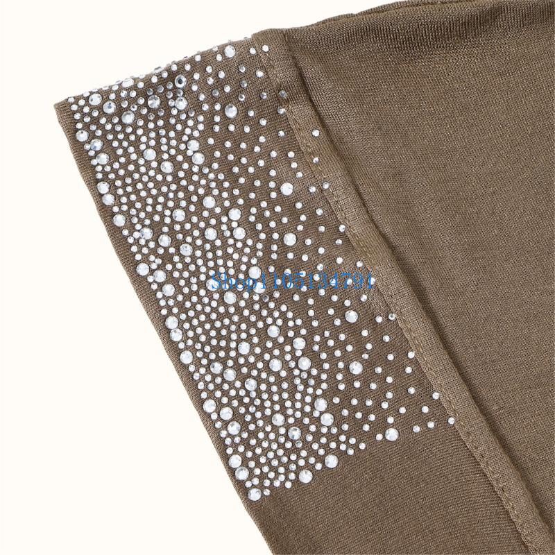 Women Formal Wear Hijab - 98km Elegant Rhinestones Decors Headscarf หมวกผู้หญิงมุสลิม
