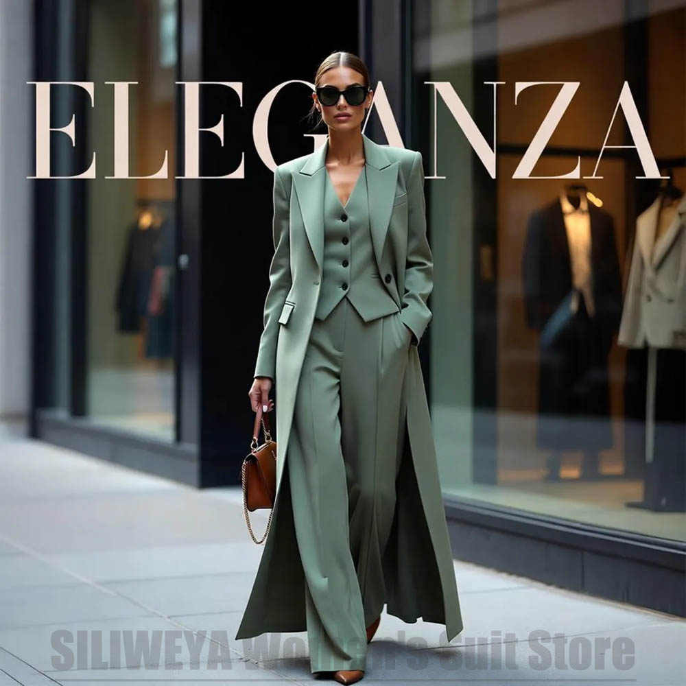 Women'S Formal Wear With Pants - ชุดสูทผู้หญิงสุดชิค แบบสามชิ้น ปกแหลม กระดุมเดียว เหมาะสำหรับงานปาร์ตี้ งานทางการ