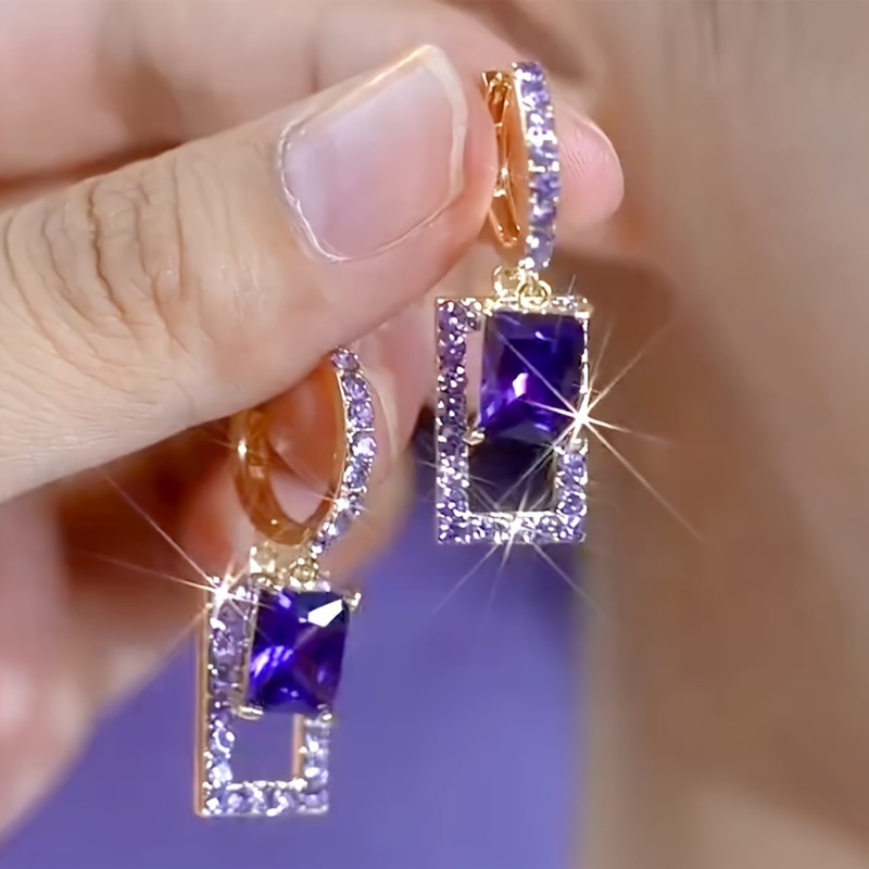 Formal Wear Jewelry For Women - 1 คู่ของต่างหูทรงเรขาคณิตสีม่วงหรูหราสง่างามสำหรับผู้หญิงเหมาะสำหรับสวมใส่ทุกวันเครื่องประดับอย่างเป็นทางการของขวัญตลอดทั้งปี