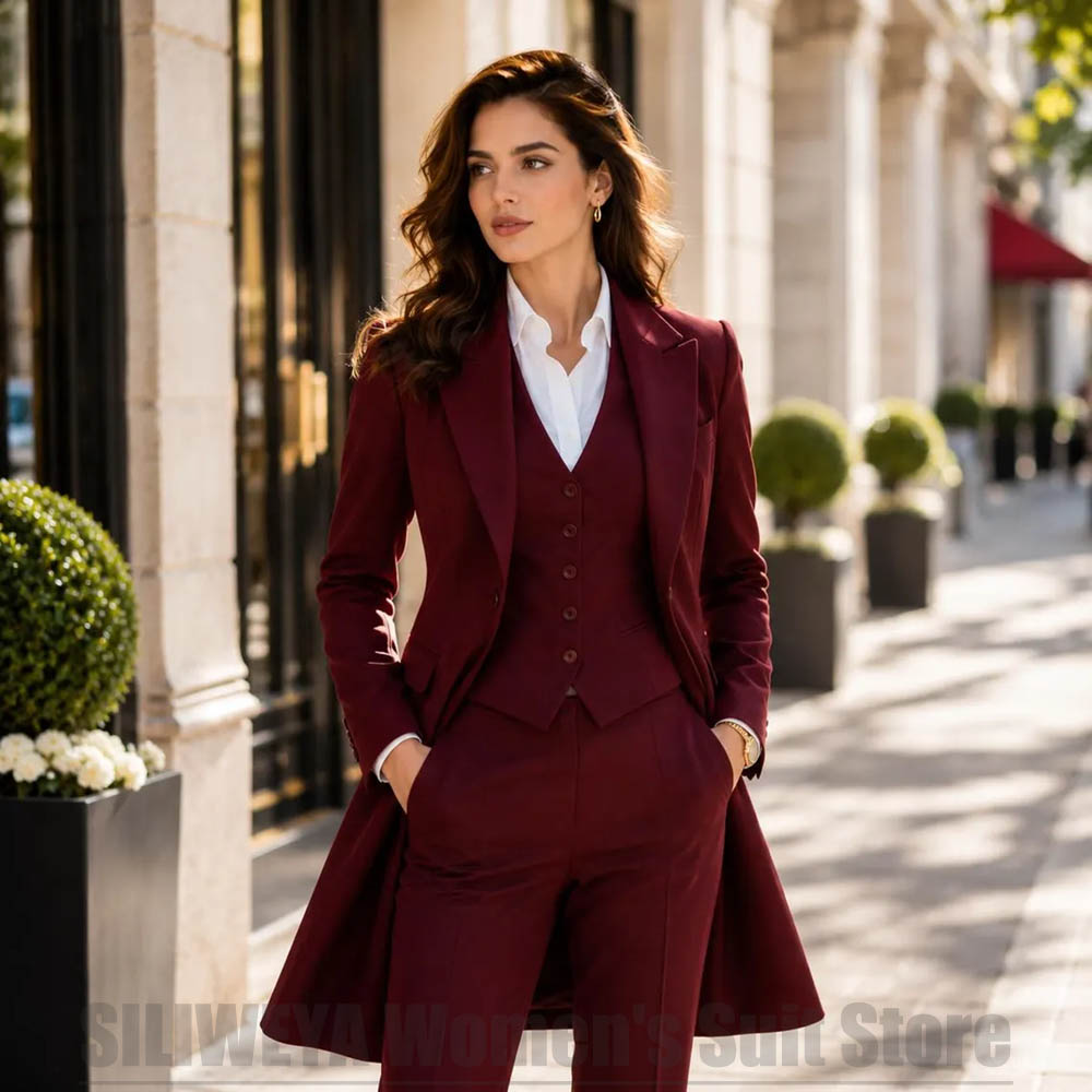Women Formal Wear Outfits - ชุดสูทผู้หญิง 3 ชิ้น ดีไซน์หรูหรา ปกแหลม กระดุมแถวเดียว