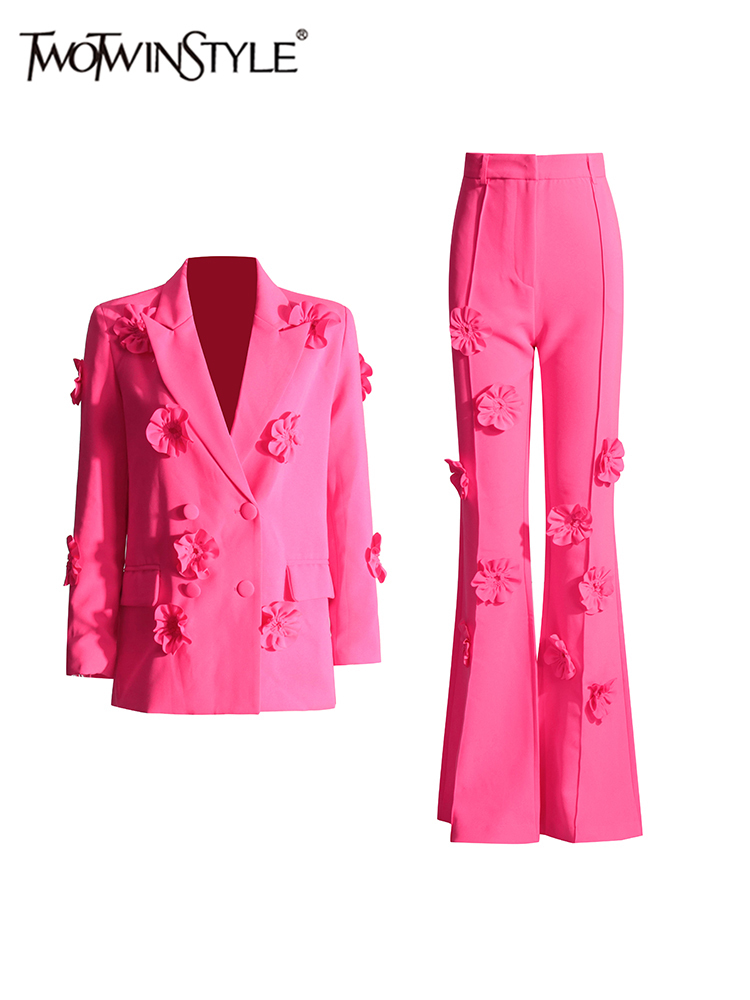 Women'S Formal Wear With Pants - Twotwinstyle ชุดสูทแขนยาวสำหรับผู้หญิง, ชุดเสื้อผ้าผ้าปะติดแบบผ่าหน้า