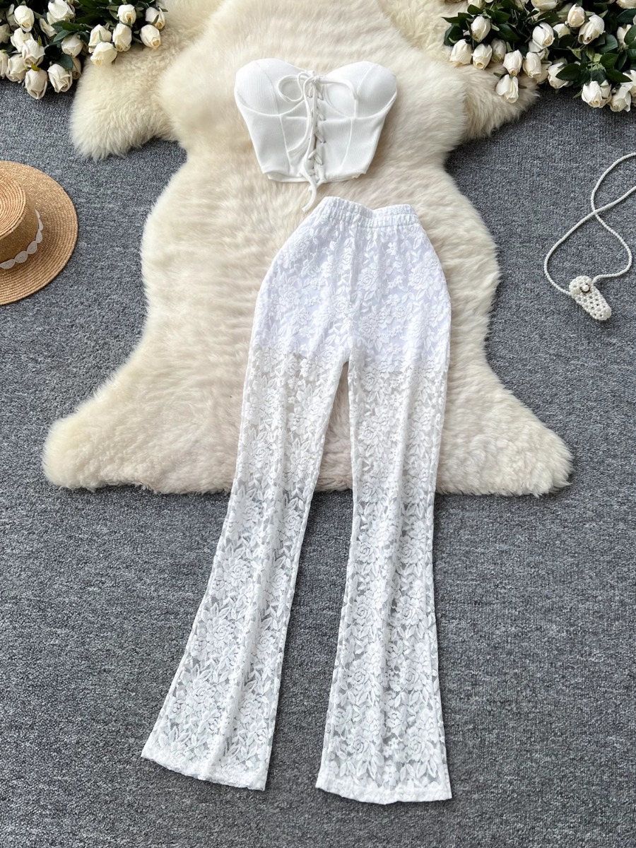 Women'S Formal Wear With Pants - Foamlina อเมริกัน Ins หญิงเซ็กซี่สายรัดแขนกุดด้านบนแน่นเสื้อกั๊ก Camis +
