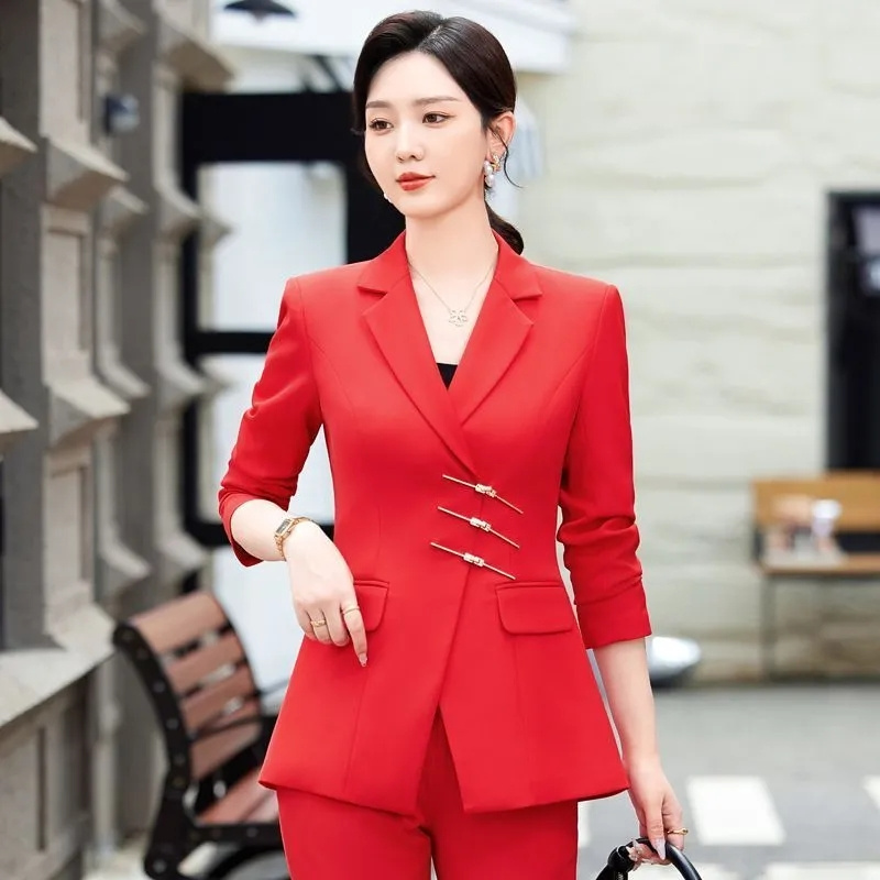 2025 แฟชั่นสีขาวสีแดงสีดําเสื้ - Women Formal Wear Trousers บทวิจารณ์และราคา