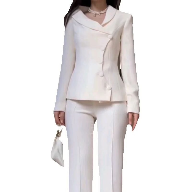 ผู้หญิงสีขาวชุด 2 ชิ้นเสื้อ +  - Women Formal Wear Trousers บทวิจารณ์และราคา