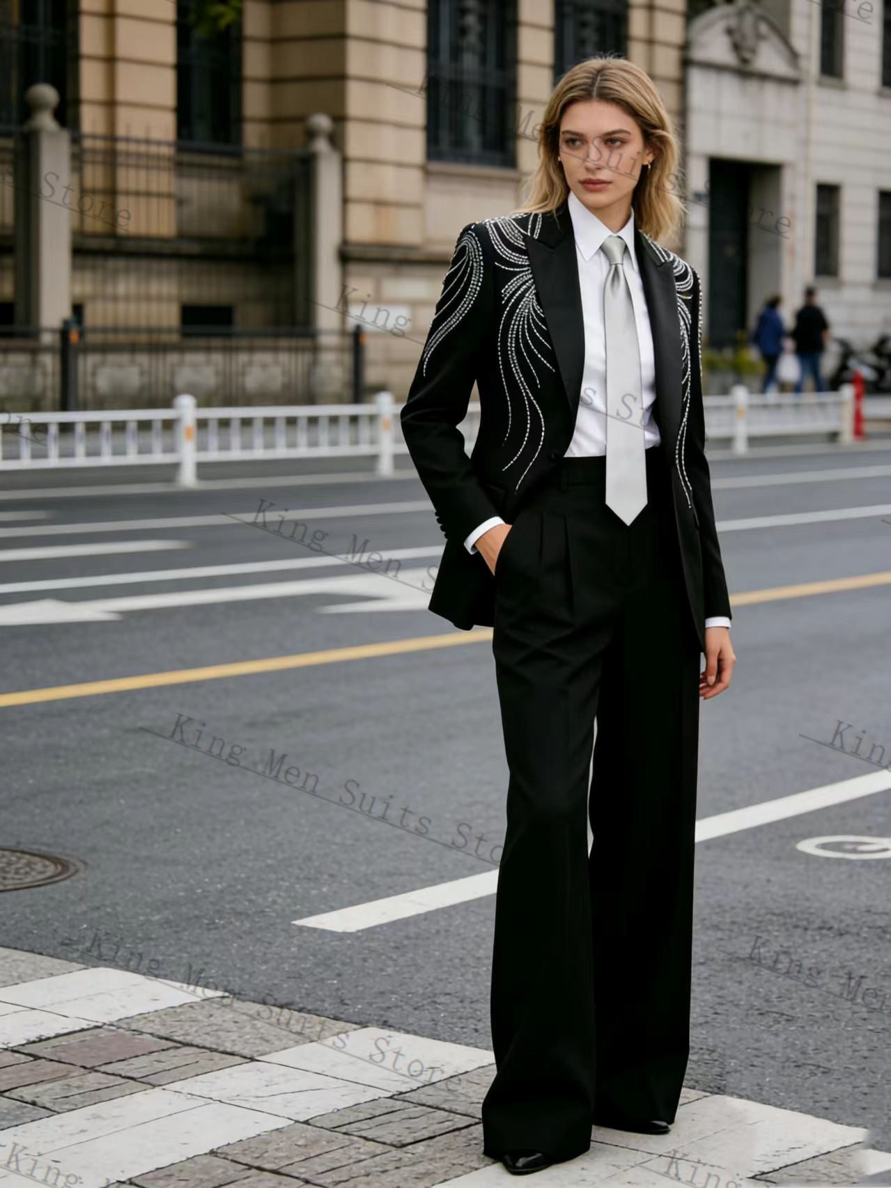 ชุดสูทผู้หญิงสีดำ 2 ชิ้น เสื้อ - Women Formal Wear Trousers บทวิจารณ์และราคา