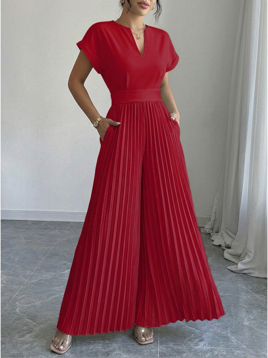 จั๊มสูทขายาวทรงขาบาน คอวี แขนส - Women'S Formal Wear With Pants บทวิจารณ์และราคา