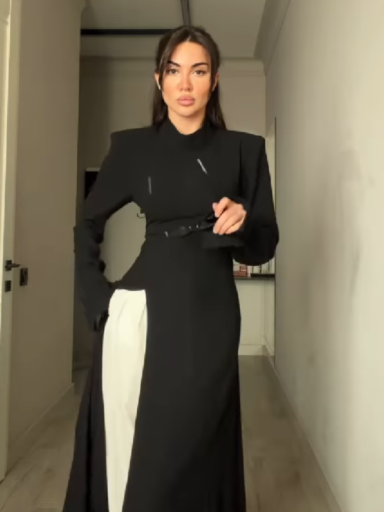 เดรสยาวคอสูงแขนยาวสำหรับผู้หญิ - Women Formal Wear Outfits บทวิจารณ์และราคา