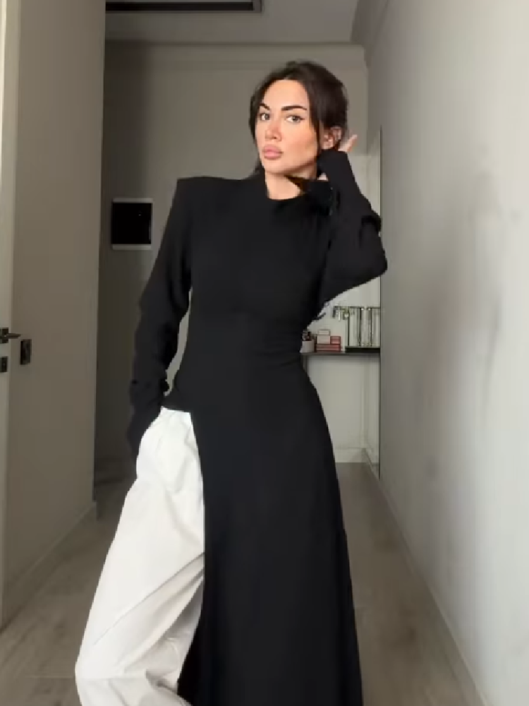 เดรสยาวคอสูงแขนยาวสำหรับผู้หญิ - Women Formal Wear Outfits บทวิจารณ์และราคา