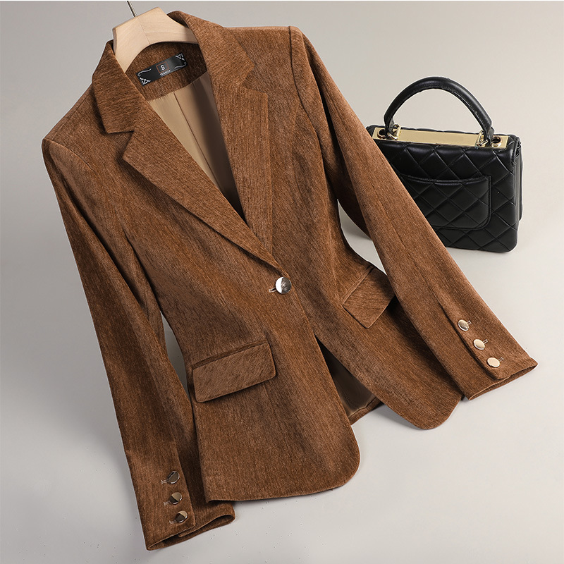 สีเหลืองทองกำมะหยี่เบลเซอร์ผู้ - Women Formal Wear Business บทวิจารณ์และราคา