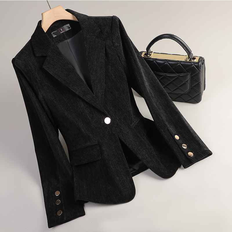 สีเหลืองทองกำมะหยี่เบลเซอร์ผู้ - Women Formal Wear Business บทวิจารณ์และราคา