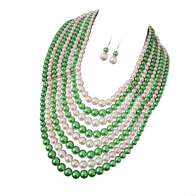 ต่างหูสร้อยคอไข่มุกเทียมหลายชั - Formal Wear Jewelry For Women บทวิจารณ์และราคา