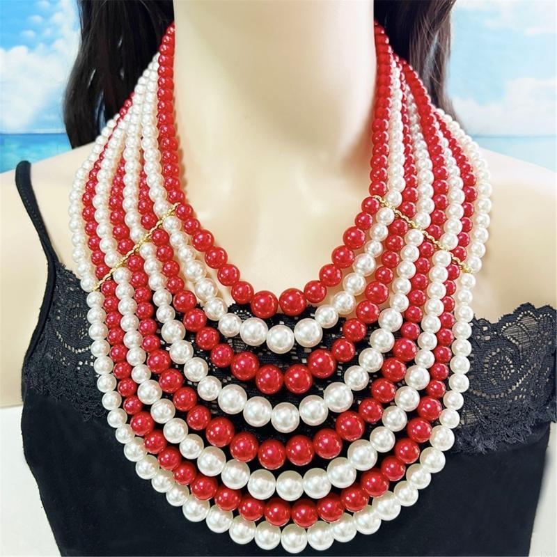 ต่างหูสร้อยคอไข่มุกเทียมหลายชั - Formal Wear Jewelry For Women บทวิจารณ์และราคา