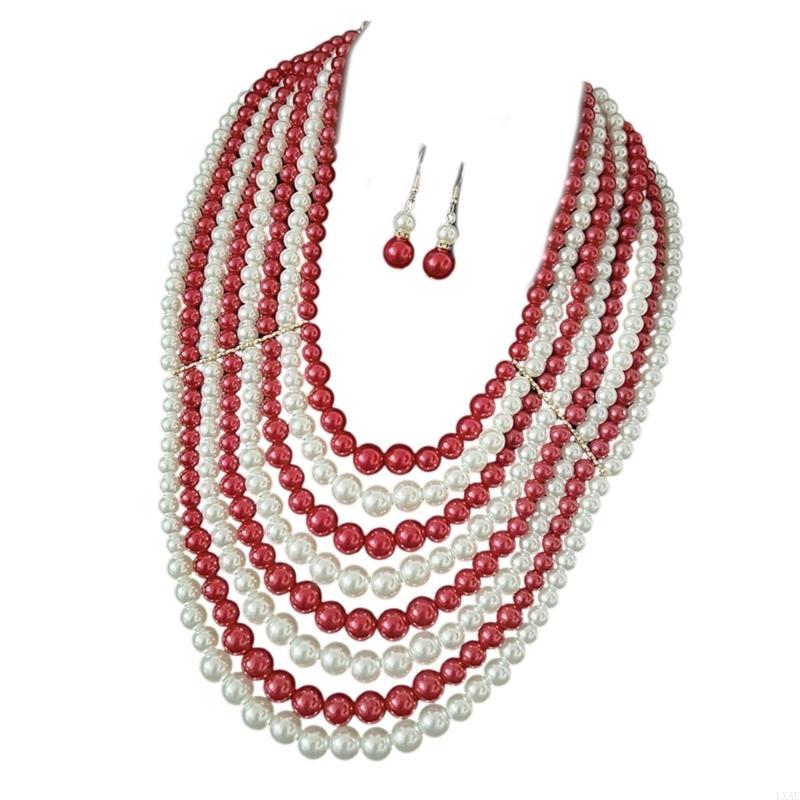 ต่างหูสร้อยคอไข่มุกเทียมหลายชั - Formal Wear Jewelry For Women บทวิจารณ์และราคา