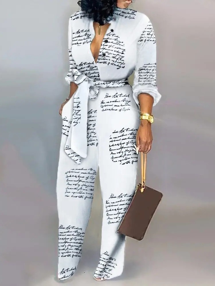 ผู้หญิงแฟชั่นพิมพ์แขนยาวฤดูใบไ - Women'S Formal Wear Jumpsuit บทวิจารณ์และราคา